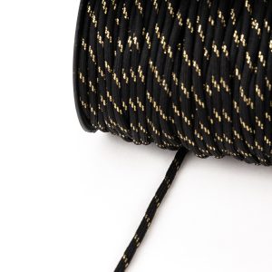 Round black cord with lurex gold details 6mm